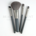 4piece Mini Makeup Brush Set Travel Size Grey Wooden Handle  Aluminum Ferrule