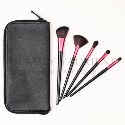 Beauty Yaurient Ahşap Saplı PU Çantalı Yüz Makyaj Fırça Seti Antimikrobiyal