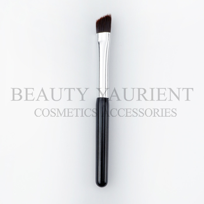 Siyah PBT Sentetik Saç Küçük Açılı Eyeliner Fırçası Alüminyum Yüksük